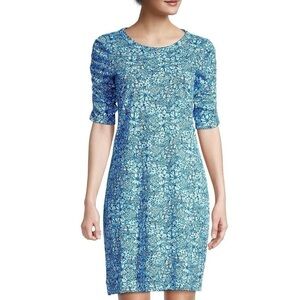 Lilly Pulitzer Women's Belden Elbow Blue Blooming Sleeve Dress